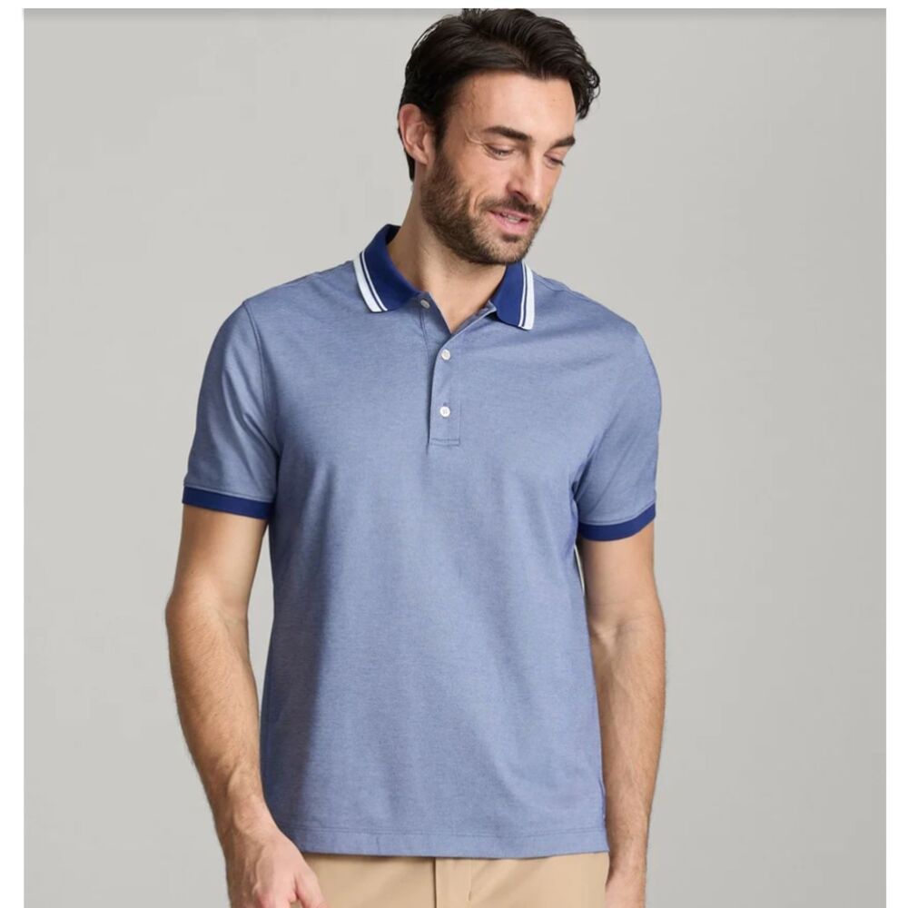 UNTUCKIT Pima Cotton Short Sleeve Performance Polo Shirt Blue Mens Sz Large NWT